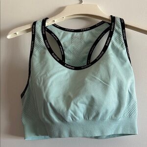 BEBE SPORT Mini Logo Racerback Sports Bra/Top Aqua Size large New